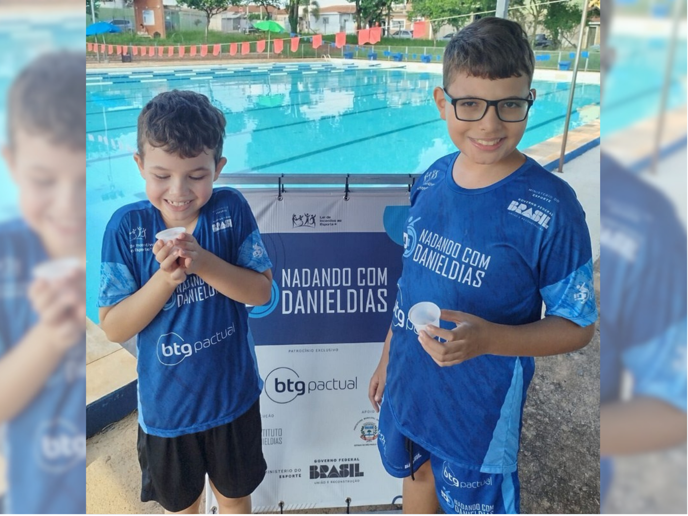 Alunos do projeto Nadando com Daniel Dias de Limeira (SP) participam de plantio de sementes de feijão